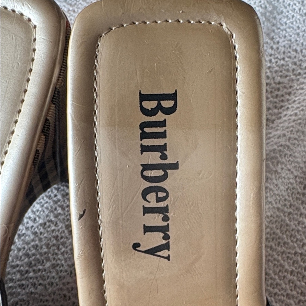 Burberry Plaid and Black Mules - Picture 2 of 5